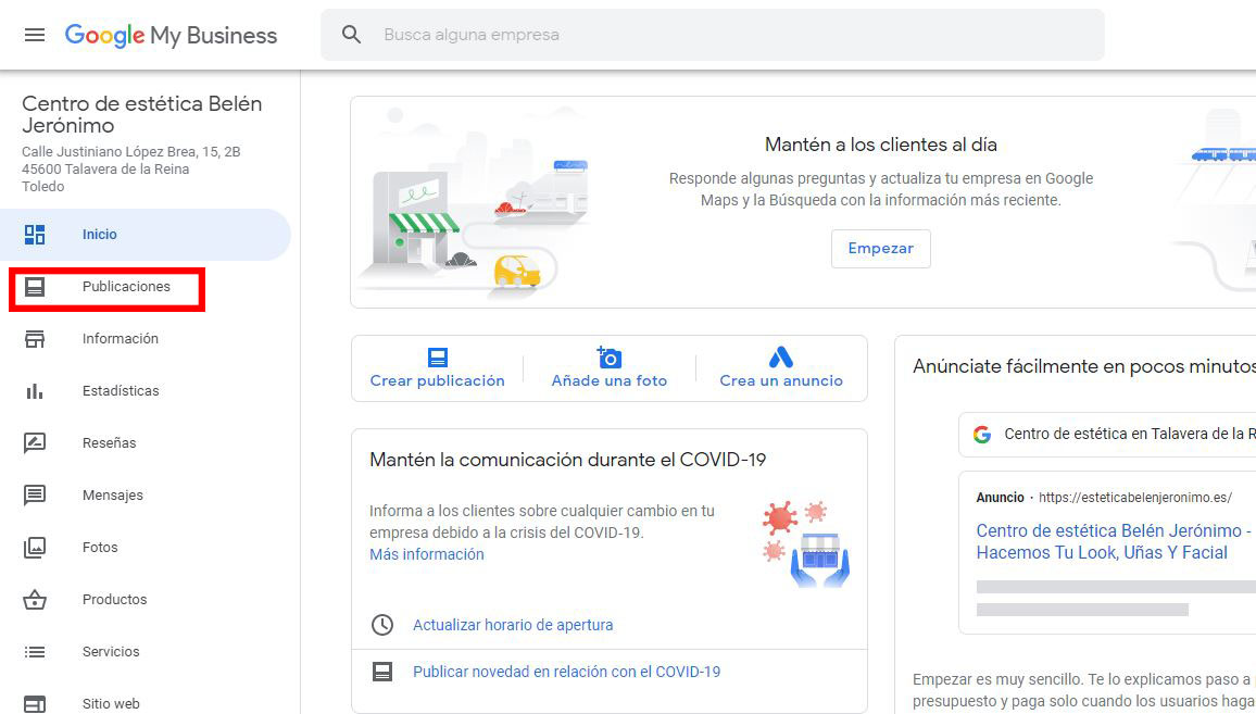 publicaciones en GMB